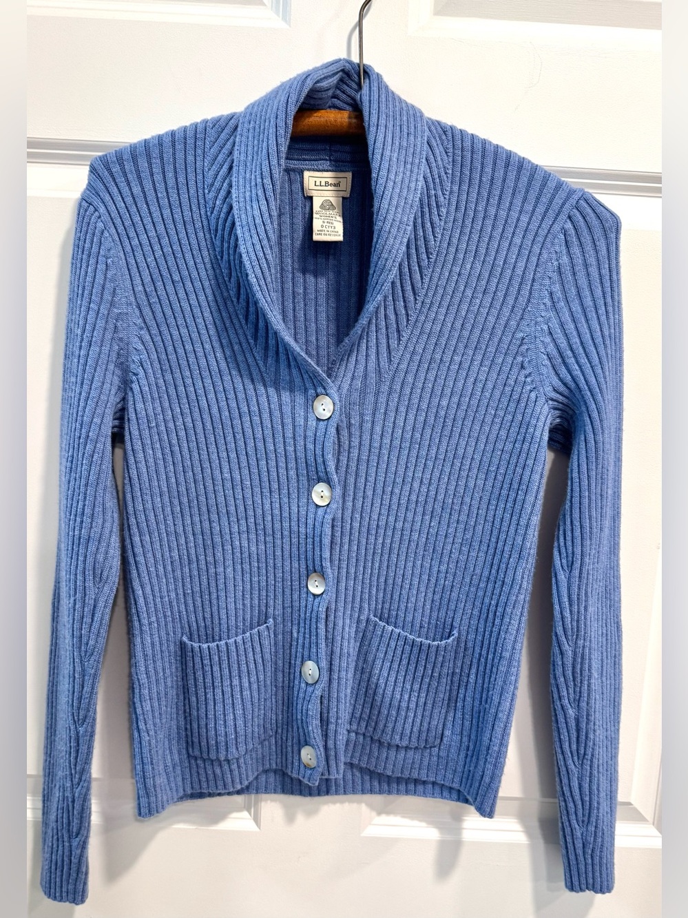 L.L.Bean blue shawl collar cardigan
